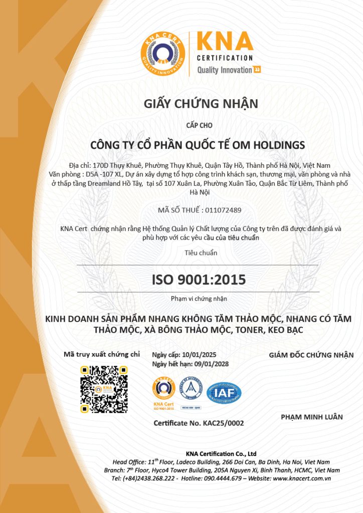 Mẫu chứng chỉ Tiếng Việt
